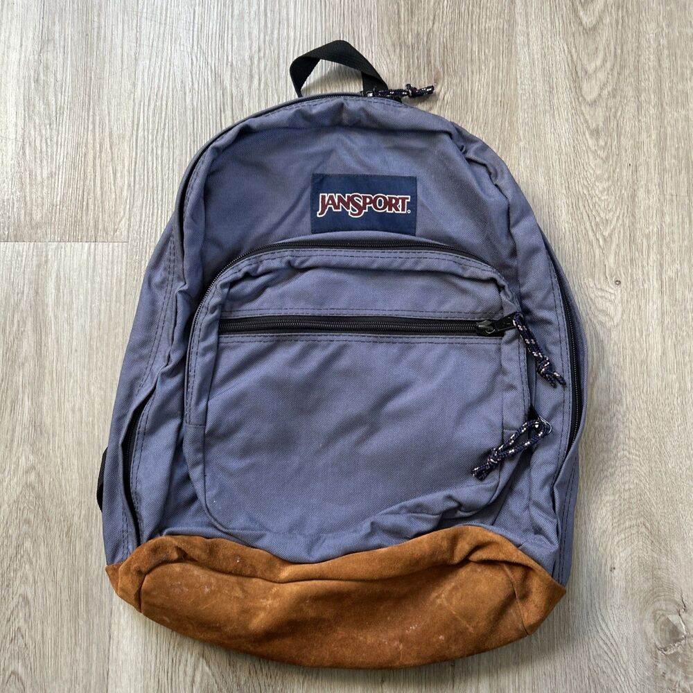 Jansport Right Pack Back pack Suede Blue School Book Bag  Original 17.5" x 12.5